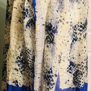 NWT Handmade Scarf by Sana – Blue & Grey Abstract Design